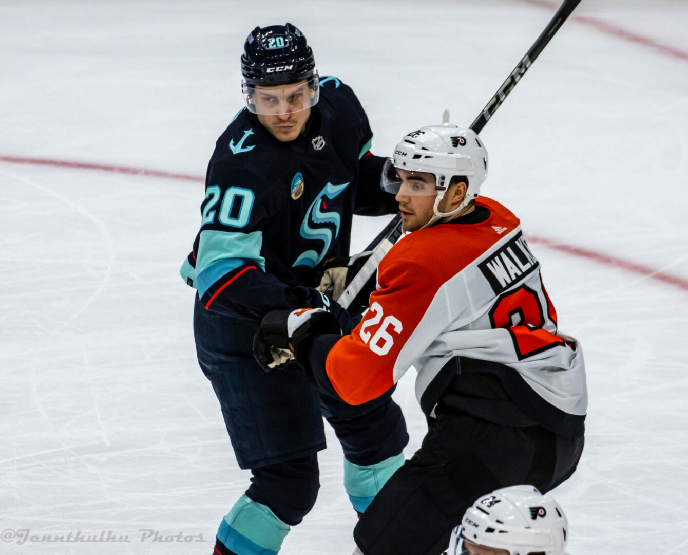 Philadelphia_Flyers_at_Seattle_Kraken_-_December_29,_2023_-_Eeli_Tolvanen_and_Sean_Walker_(53432158136)